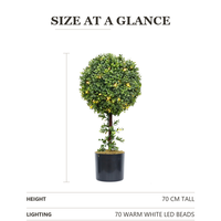 Plante artificielle en pot pour la décoration intérieure |   Boule de buis artificielle lumineuse d'hiver avec LED, aspect réaliste, vert artificiel