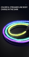 Kabel Data pengisi daya Cepat LED RGB, penuh warna kecerahan Streamer multifungsi bahan PVC kabel pengisi daya 1M/2M