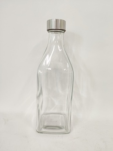 Bouteille en verre carrée 1L sans BPA avec couvercle en acier inoxydable anti-fuite Bouteille d'<span class=keywords><strong>eau</strong></span> potable réutilisable avec logo personnalisé sans boissons - Product Image 6