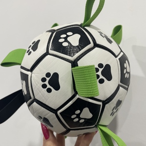 Jouets pour chiens : Ballon de football durable et souple avec sangles, jouets interactifs pour chiens, jouet aquatique pour chiens, balles durables pour chiots, entraînement des chiots - Product Image 4
