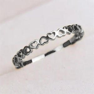 H233 Heart Pattern Eternity Band <b>Ring</b> Alloy Unisex Fashion Jewelry Gift - Product Image 2