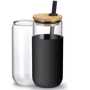Nouvelle conception – Gobelet en verre borosilicate de 500 ml avec paille et couvercle en silicone, design classique, idéal pour les fêtes - Product Image 6