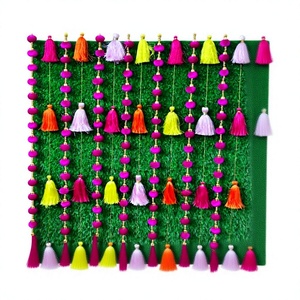 Traditional Silk <b>Pom</b> <b>Pom</b> Ball <b>Tassel</b> <b>Garlands</b> Decoration for Indian Wedding Backdrop Festival & Pooja Decorations - Product Image 1