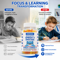Gummies Omega-3 DHA pour le soutien cérébral des enfants avec Omega 6 & 9 - Mémoire et développement cognitif