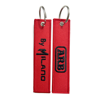 Gran oferta, etiqueta de llave bordada, etiqueta de vuelo personalizada, llavero bordado con logotipo de doble cara para tela
