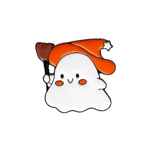 Wholesale Mental Halloween Ghost Cute Pumpkin Wand Customization Lapel Pin