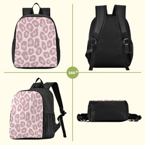 pink Leopard Print Customized <b>Lightweight</b> Simple Style Fashionable Casual Zipper Waterproof Polyester <b>Backpack</b> - Product Image 6