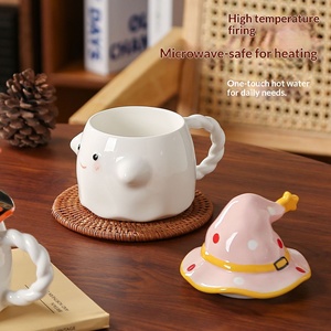 Taza de Cerámica de Alta Calidad con Diseño de <span class=keywords><strong>Fantasma</strong></span> de Dibujos Animados, con Tapa, Regalo para Niñas y Novias - Product Image 4
