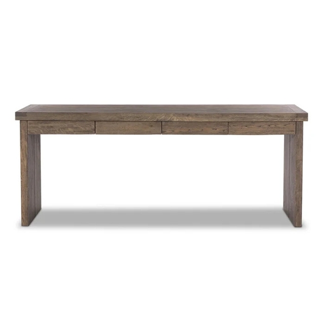 OEM&ODM Solid Wood Writing Desk with 2 Drawers, Weathered Oak Desk for Living Room, Modern Minimalist Desk Home Office