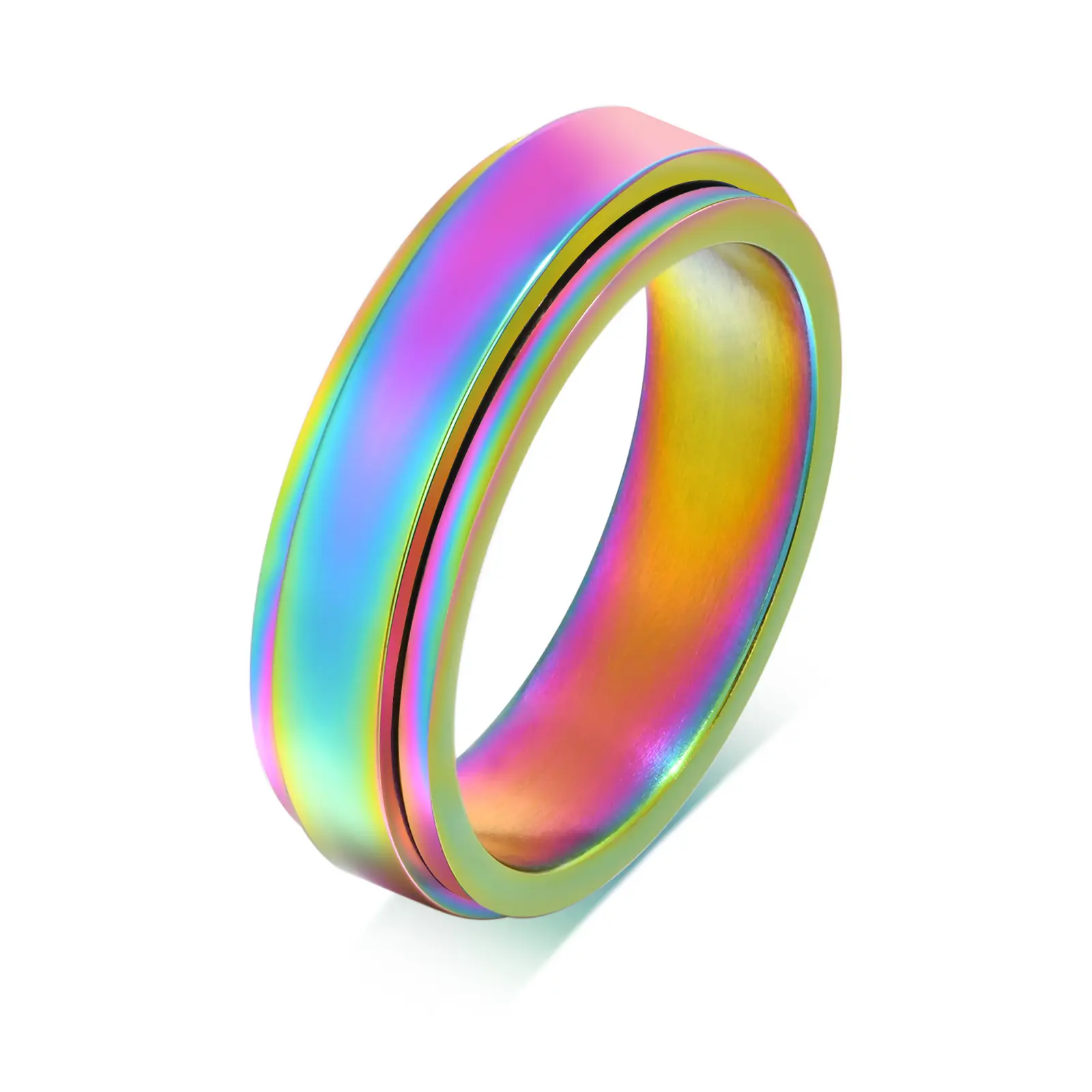 Neuzugang Edelstahl mehrfarbig plattiert farbwechsel Regenbogen-Eversprecher-Ring für Paare Männer Frauen