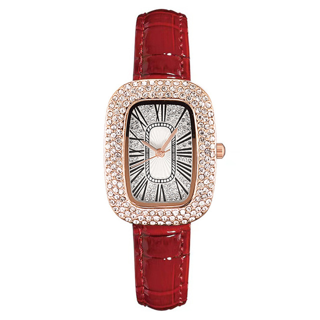 Fashion Quartz Watch for Women Girls Rhinestone Leather Watches