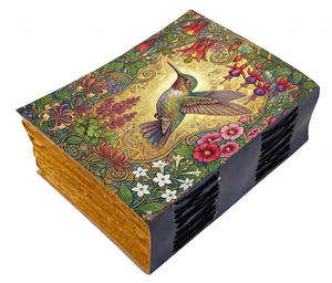 Handmade Hummingbird Leather Nature <b>Journal</b> Floral Vintage <b>Writing</b> Notebook Bird Lover Gift Rustic Diary for Travel and Sketch - Product Image 2