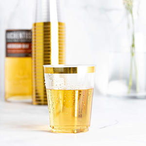 แก้วน้ำพลาสติกใสขอบทองคุณภาพสูง ขนาด 10 ออนซ์ สำหรับงานแต่งงาน งานวันเกิด ใช้แล้วทิ้ง - Product Image 2