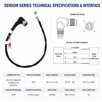 Cable de Sensor M12 de 4 Pines, Arnés de Cables de Control Industrial de Cobre, Aislamiento de PTFE/Nylon para Electrónica Automotriz