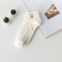 Chaussettes en coton respirant dessin animé mignon ours chaussettes blanches femme femmes fille Lolita été chaussettes minces