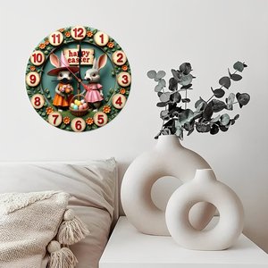 Round Wooden Wall <b>Clock</b> 25x25Cm Rustic Wood Grain <b>Silent</b> Non Ticking Farmhouse Home Decoration <b>Clock</b> - Product Image 3