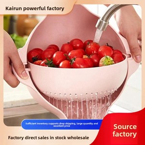 Bac à double couche en plastique moderne et créatif pour fruits et légumes, outil de lavage domestique pour la cuisine avec fonction de drainage - Product Image 4