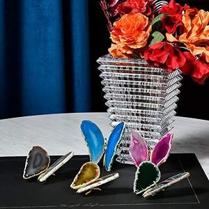 Commercio all'ingrosso prezzo più basso fetta di agata di cristallo naturale artigianato intagliato a mano <span class=keywords><strong>farfalla</strong></span> colorata spedizione gratuita - Product Image 4