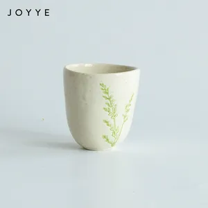 Joyye Цветочный стиль керамическая чашка кофе Глянцевая глазурованная Милая чайная чашка с логотипом листьев