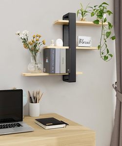 MAYHOME Furniture Wall Mounted Shelving <strong>Unit</strong> All <strong>Pine</strong> Wood 50CM 3 Tier Large <strong>Shelf</strong> for Bedroom Living Room Office Bathroom - Product Image 2