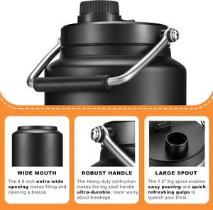 Bouteille d'eau isotherme en acier inoxydable de 128 oz (un gallon) pour le camping en plein air, garde au froid 48h - Product Image 2