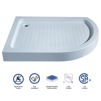 Baide Design Moderne Walk-In Surface Courbée Complète Salle De Bains Base De Douche Autoportante En Acrylique Coin Receveur De Douche Blanc