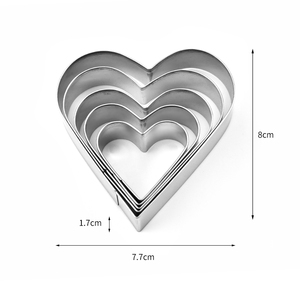 5 pièces en acier inoxydable Valentine coeur formes emporte-pièces ensemble, moules emporte-pièces pour la cuisson, <span class=keywords><strong>Cookie</strong></span>, Biscuit, Sandwiches - Product Image 4
