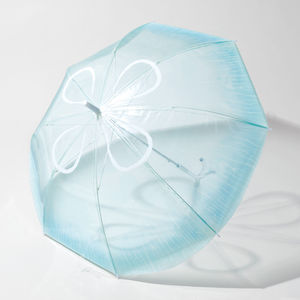 Ombrello con Logo personalizzato bianco trasparente con Design trasparente meduse <span class=keywords><strong>blu</strong></span> ombrello trasparente con fiore ombrello dritto - Product Image 1
