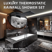 Ensemble de robinet de douche Thermostat de pluie de luxe Robinet de baignoire thermostatique mural avec système de massage Motif de pulvérisation de pluie