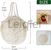 Herbruikbare katoenen mesh boodschappentas met eigen logo, grote opbergzak, opvouwbare boodschappentas voor fruit en groenten.