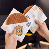 Sac en papier sulfurisé imprimé avec logo personnalisé, qualité alimentaire, pour gaufres, emballage de snacks, sac d'emballage pour pâtisserie, dessert à emporter