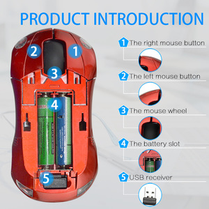 Souris optique sans fil ergonomique 2,4 G avec rétroéclairage LED USB mini 1600 DPI, modèle de voiture, pour ordinateur <span class=keywords><strong>portable</strong></span>/ordinateur de bureau - Stock - Product Image 4