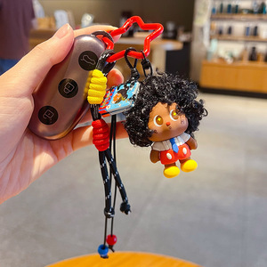 Llavero de peluche creativo al por mayor Afro <span class=keywords><strong>Starboy</strong></span>, lindo muñeco de pelo rizado, colgante para coche, bolso, mochila, accesorios de regalo - Product Image 3
