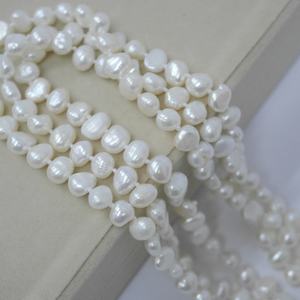 120 CM ארוך שרשרת פנינים, 100% טבעי מים מתוקים פרל, 7-8 MM הבארוק פרל צורה, קשרים סוודרי שרשרת - Product Image 3