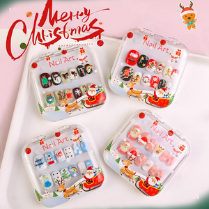 TSZS 12 pièces thème <span class=keywords><strong>de</strong></span> noël enfants <span class=keywords><strong>faux</strong></span> ongles artificiels conseils mignon bonhomme <span class=keywords><strong>de</strong></span> neige courte presse sur les ongles pour enfants filles - Product Image 1