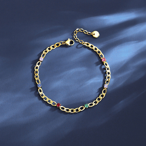 SP-LAM Designer Cuban Chain Gold Colorful CZ Zirconia Fashion Lady girl's <span class=keywords><strong>bracciale</strong></span> Tennis regolabile - Product Image 3