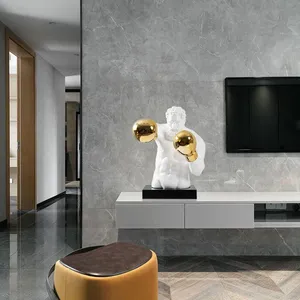 Scultura in Resina Bianca Grande per Decorazione, Statua <span class=keywords><strong>di</strong></span> Boxer, <span class=keywords><strong>Arte</strong></span> Sportiva, Scultura per Interni, Decorazione Fai-da-Te per la Casa, Vendita all'Ingrosso 2023 - Product Image 3