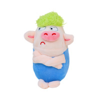Porte-clés cochon en peluche super doux en coton PP, vert, mignon, avec poils à tirer, accessoire de sac, petit cadeau