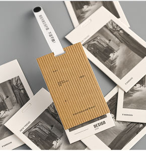 Etiqueta de cartón duro plegable de doble capa Leyenda de imagen personalizable Logotipo Textura de rayas verticales Etiqueta de marca de papel de gama alta - Product Image 2