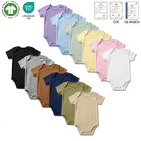 Unisex Baumwoll-Babybodys 100% Baumwolle Kurzarm-Babystrampler Hautfreundliche Einfarbige Neugeborenen-Strampler