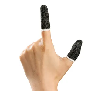 נייד משחק נגד זיעה לנשימה מגע מסך רגיש ג 'ויסטיק שחור ושחור קצה מוליך נחושת סיבי אצבע שרוול