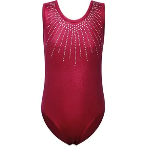 Balé sem mangas para meninas, esporte infantil estampado, dança, ginástica, leotards