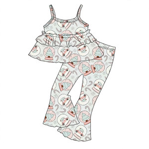 Ensembles Mode Deux Pièces <span class=keywords><strong>Fille</strong></span>, Haut Caraco et Pantalon Patte d'Éléphant en Tissu Tricoté, Combinaison pour Enfants Nouveau-né à 16 <span class=keywords><strong>Ans</strong></span> - Product Image 5