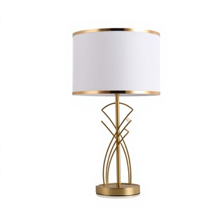 Modern Metal Coastal Table Lamp Beige Fabric <b>Drum</b> <b>Shade</b> E27 LED Warm White <b>Light</b> Bedroom Decorative Lighting AC 110V - Product Image 1