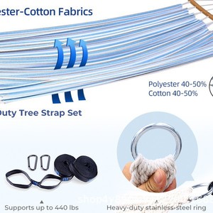 Hamaca Portátil Woqi para 2 Personas, 10.5 Pies, Azul y Blanco a Rayas, para Exteriores e Interiores, Camping, Playa - Product Image 2