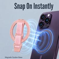 Support magnétique pour téléphone à 4 couleurs, anneau texturé alvéolé avec sangle tissée élastique, support vertical et horizontal