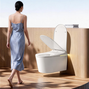 WC intelligent mural monobloc moderne avec abattant automatique, siège intelligent et protection en mousse intégrée - Product Image 5
