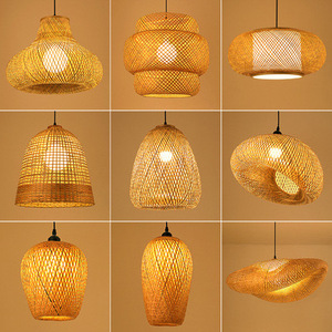Lampadario Artigianale Vintage in Rattan <span class=keywords><strong>con</strong></span> LED, Stile Pastorale, Lampada in Bambù <span class=keywords><strong>con</strong></span> Cappello di Paglia e Logo Stampato in 3D per Caffè, Bar o Ristorante - Product Image 3