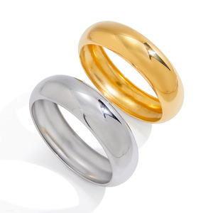 Anillos de Boda Minimalistas Redondos de Acero Inoxidable Chapado en Oro de 18K, Pulidos, Unisex, para Uso Diario - Product Image 5