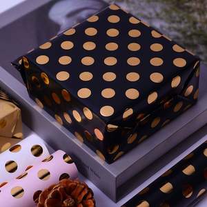 Venta al por mayor 80g recubierto de silicona Virgen cumpleaños Punto oro arte papel 43*300cm lujo personalizado regalo papel rollo - Product Image 3